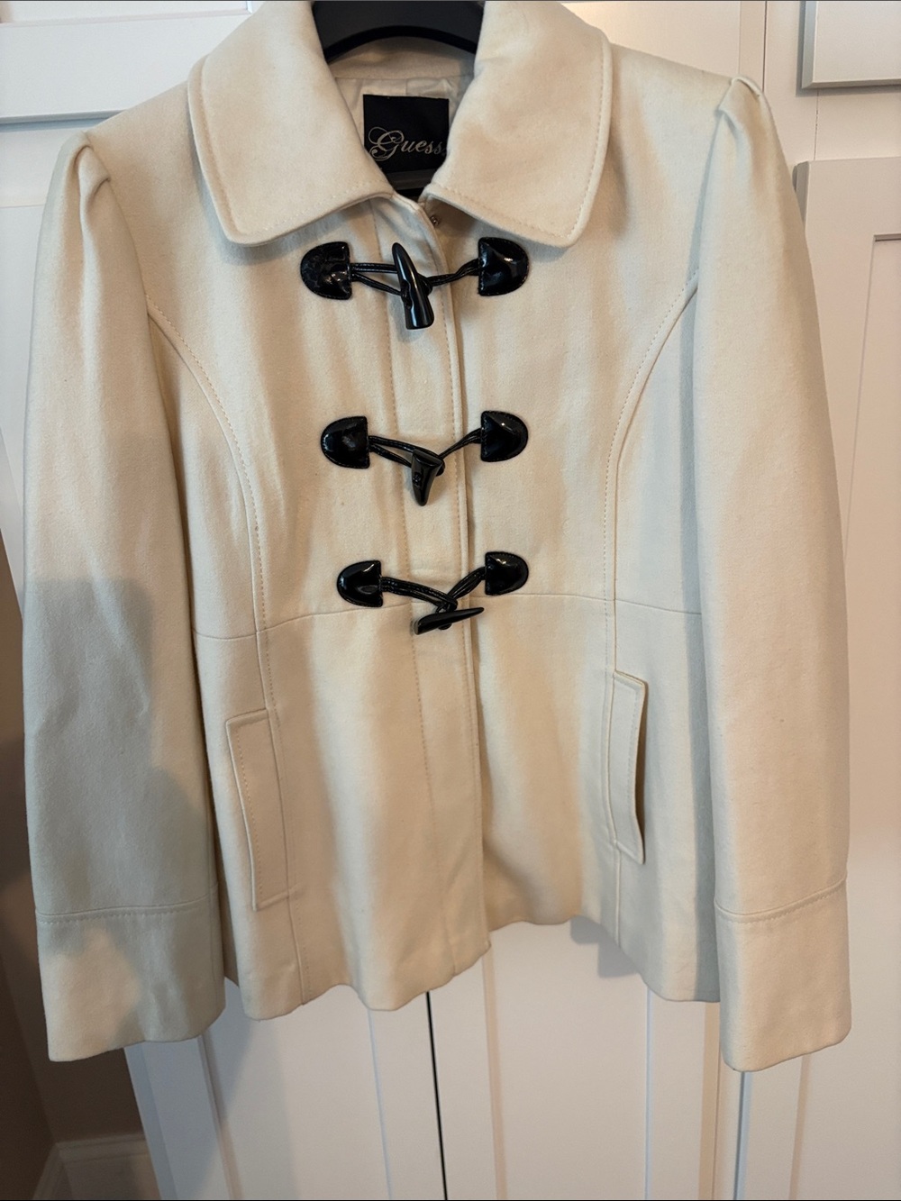 Guess Cream Toggle Jacket with Black Accents